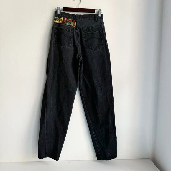 Vintage Pistol Black Wash Relaxed Leg High Wiast Jeans 28"W - Picture 4 of 9